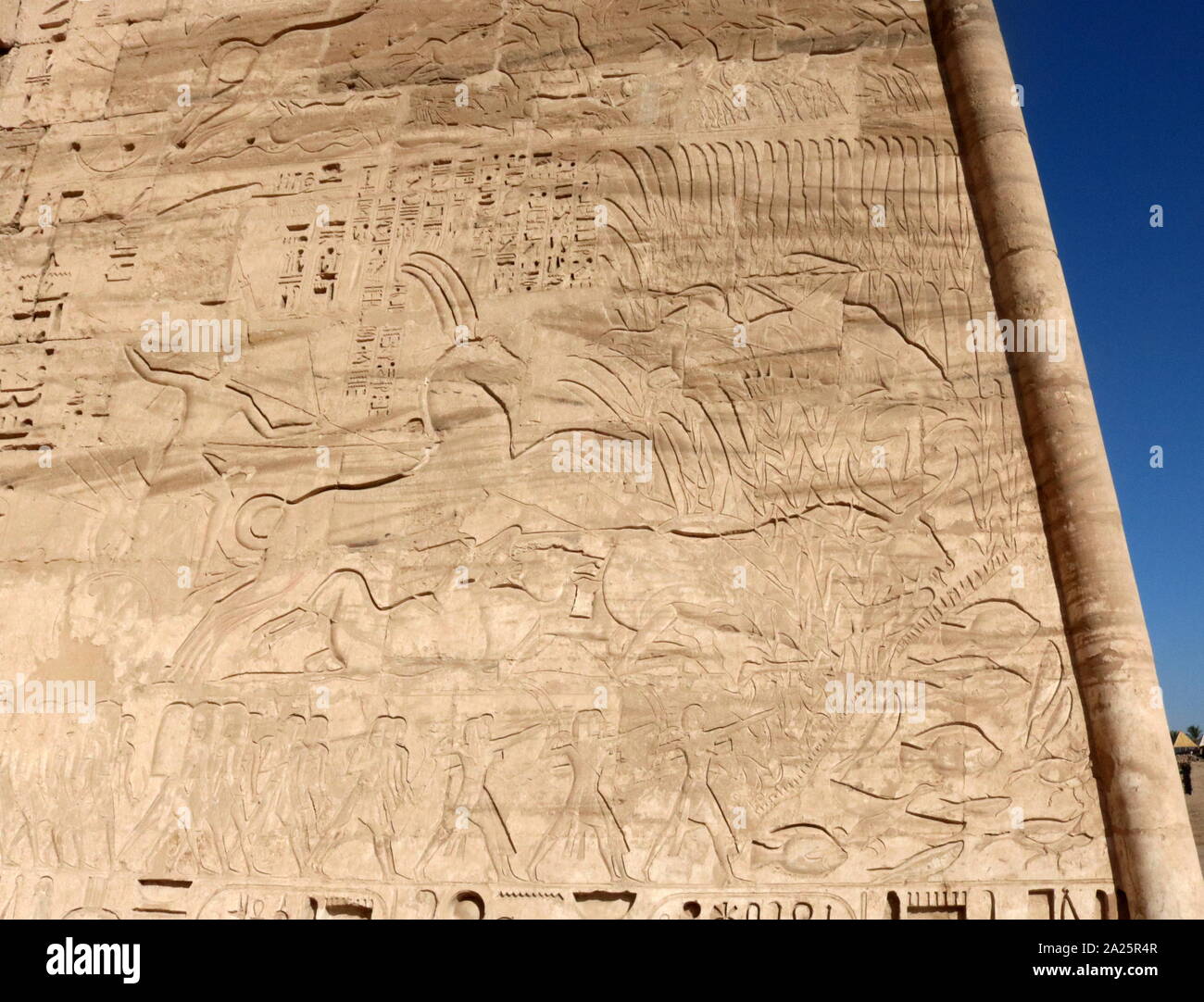 First Pylon at the Temple of Rameses II at Medinet Habu, Egypt. The ...
