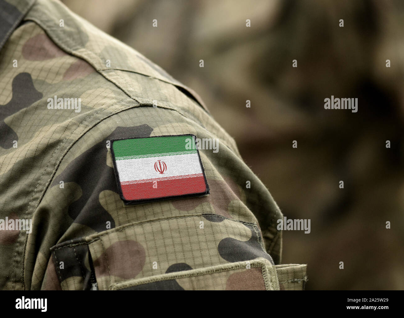 Flag Of Iran On Military Uniform Collage Stock Photo Alamy