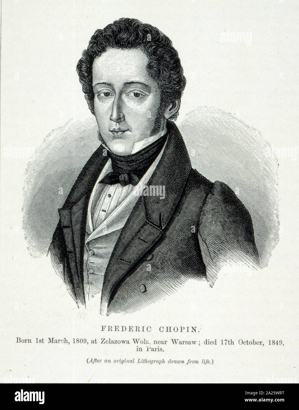 Portrait sketch of Frederic Chopin, 1809-1849. Polish composer Stock Photo