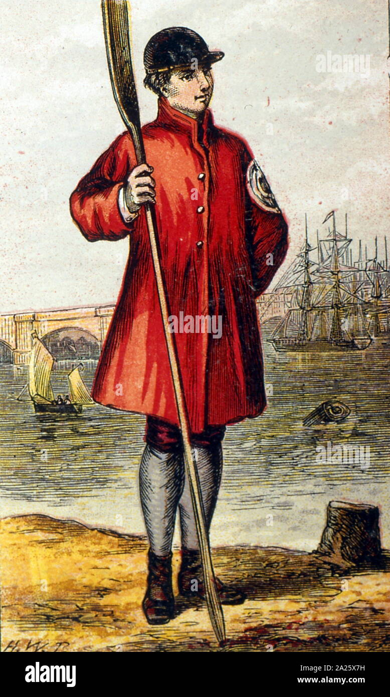 The Thames Waterman; London street worker, Illustration, 1875 Stock Photo