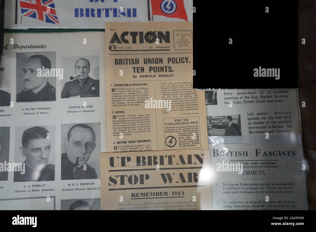 Pamphlet published by the British Union of Fascists. The BUF was a fascist political party in the United Kingdom formed in 1932 by Oswald Mosley (1896-1980) a British politician Stock Photo