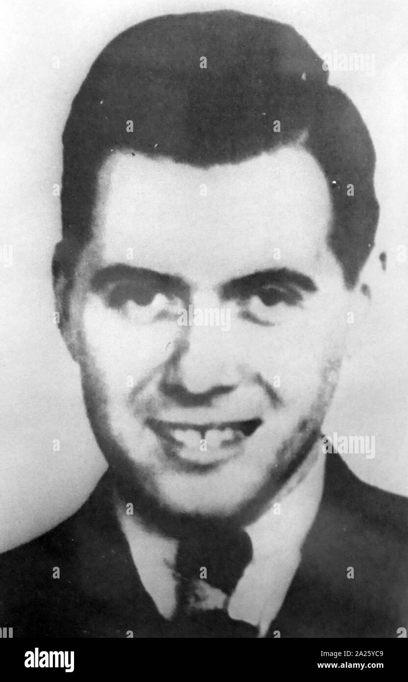Photograph of Josef Mengele. Josef Mengele (1911-1979) a German Schutzstaffel (SS) officer and physician in Auschwitz concentration camp during World War II. Stock Photo