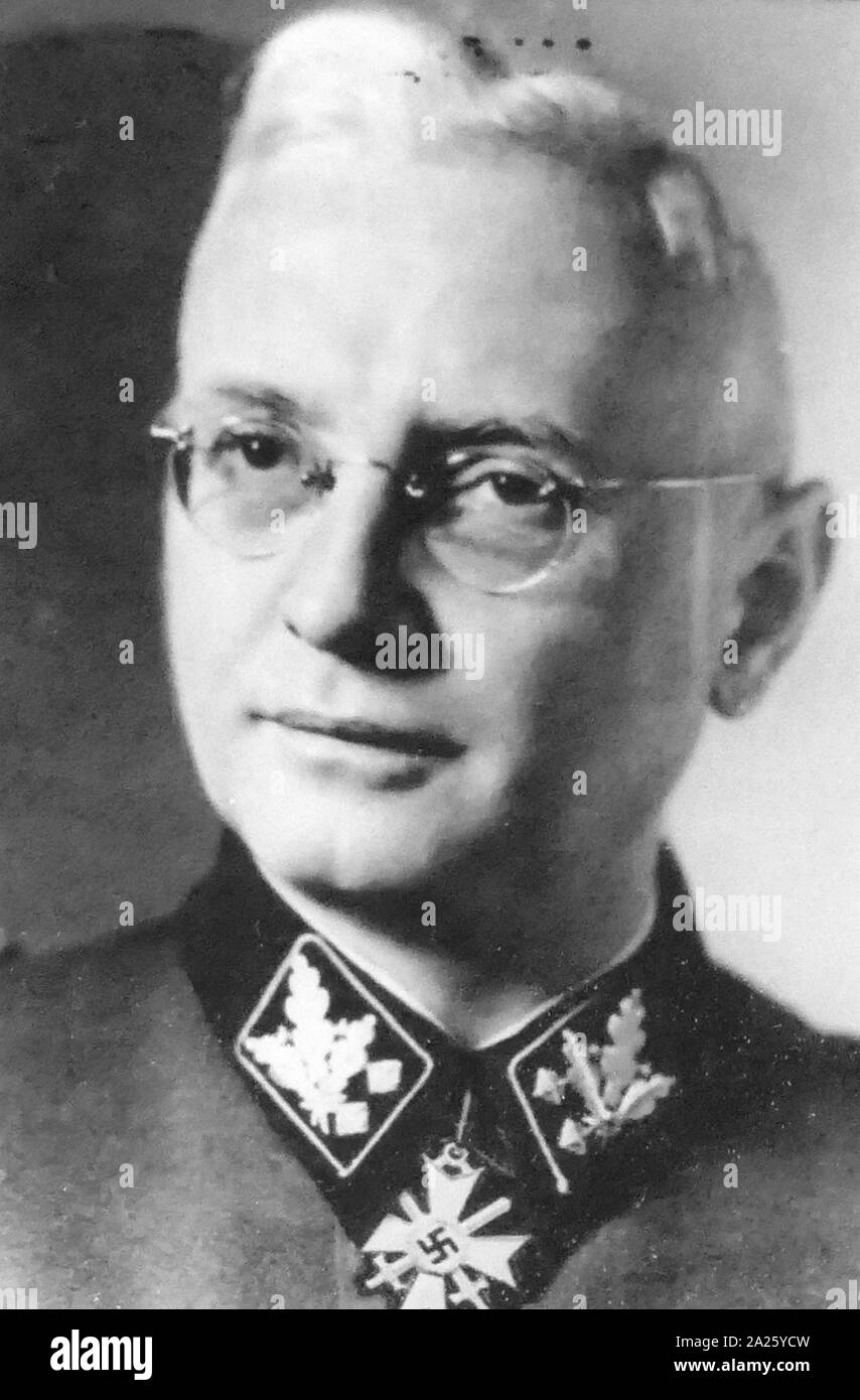 A photograph of Hans Juttner (1894-1965) a high-ranking functionary in the SS of Nazi Germany who served as the head of the SS Fuhrungshauptamt. Stock Photo