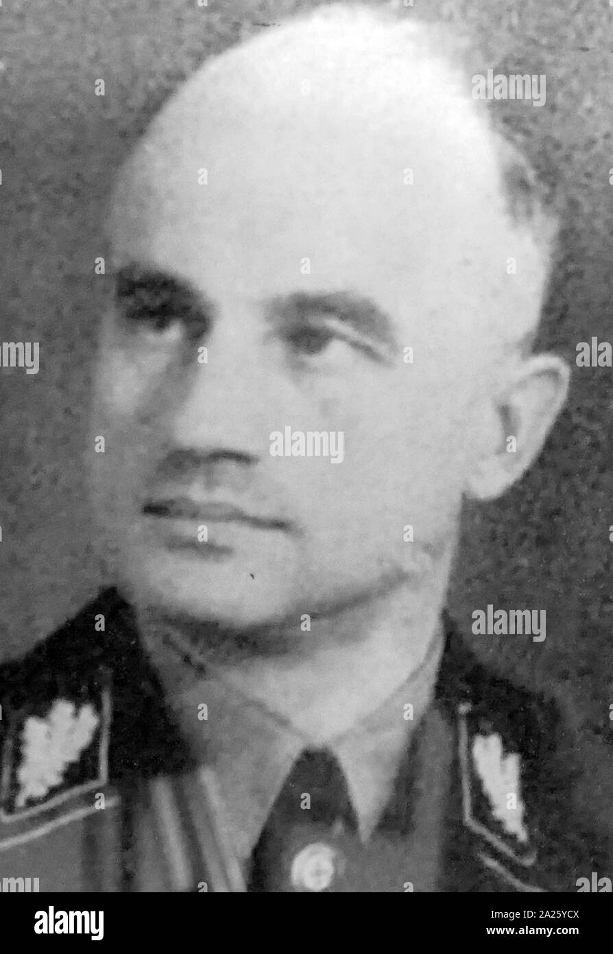 A photograph of Richard Hildebrandt. Richard Hermann Hildebrandt (1897-1952) a German politician in Nazi Germany, member of the Reichstag, and a high-ranking Schutzstaffel commander. Stock Photo