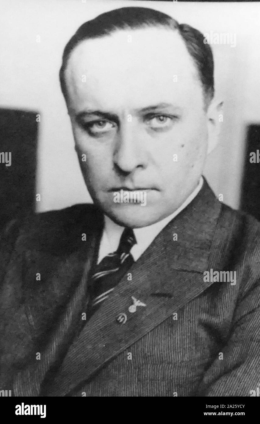 A photograph of Richard Walther Darre. Born Ricardo Walther Oscar Darre (1895-1953) one of the leading Nazi "blood and soil" ideologists and served as Reich Minister of Food and Agriculture Stock Photo
