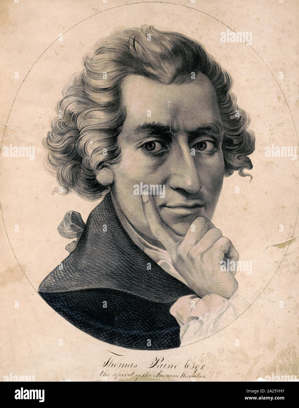 An engraved portrait of Thomas Paine (1737-1809) an English-born ...