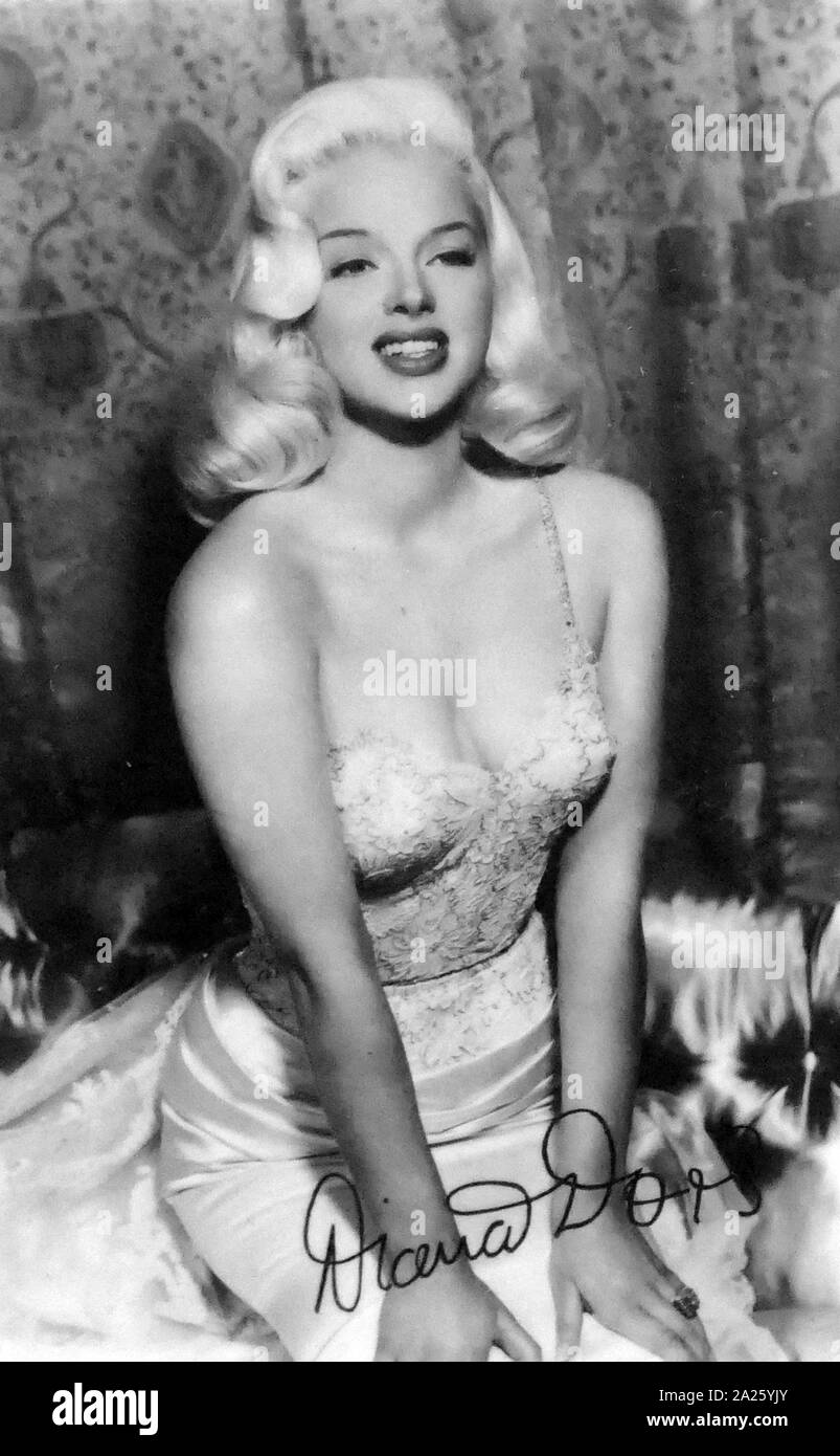 Signed photograph of Diana Dors (1931-1984) an English film actress and singer. Stock Photo