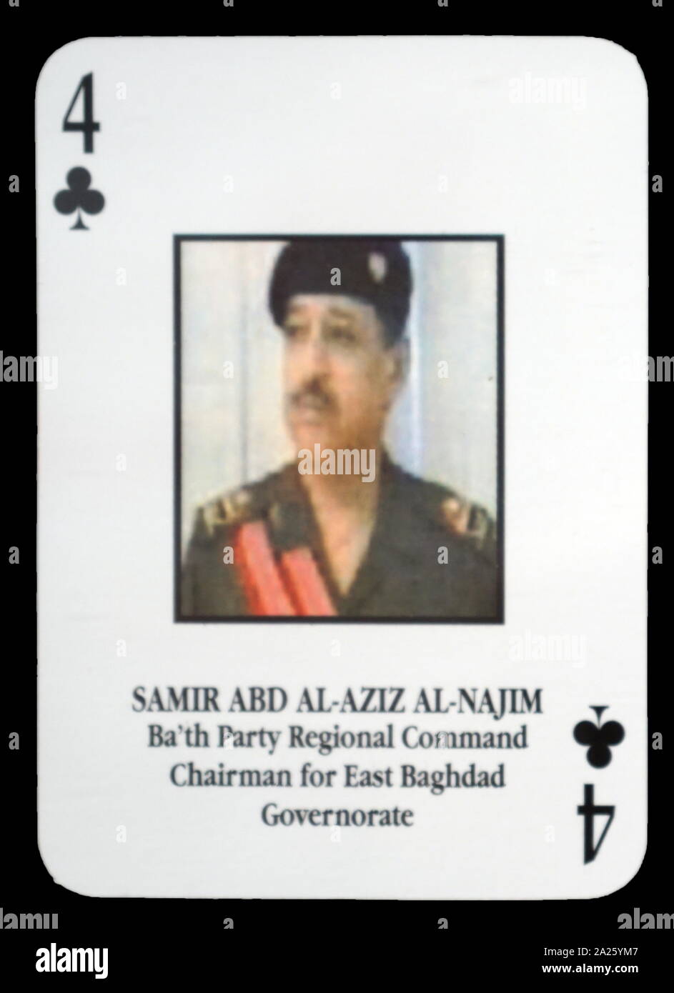 Most-wanted Iraqi playing cards - Samir Abd Al-Aziz Al-Najim (Ba'th Party Regional Command Chairman for East Baghdad Governorate). The U.S. military developed a set of playing cards to help troop identify the most-wanted members of President Saddam Hussein's government during the 2003 invasion of Iraq. Stock Photo