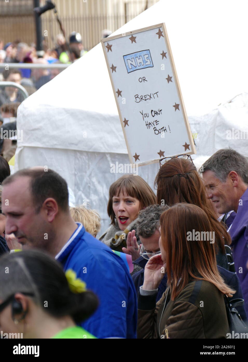 Jess Phillips, Labour Member of Parliament (MP) for Birmingham Yardley, at the 'People's Vote' march in Parliament Square, London. The People's Vote march took place in London on 23 March 2019 as part of a series of demonstrations to protest against Brexit, call for a new referendum, and ask the British Government to revoke Article 50. It brought to the capital hundreds of thousands of protestors, or over a million people according to the organizers. Stock Photo