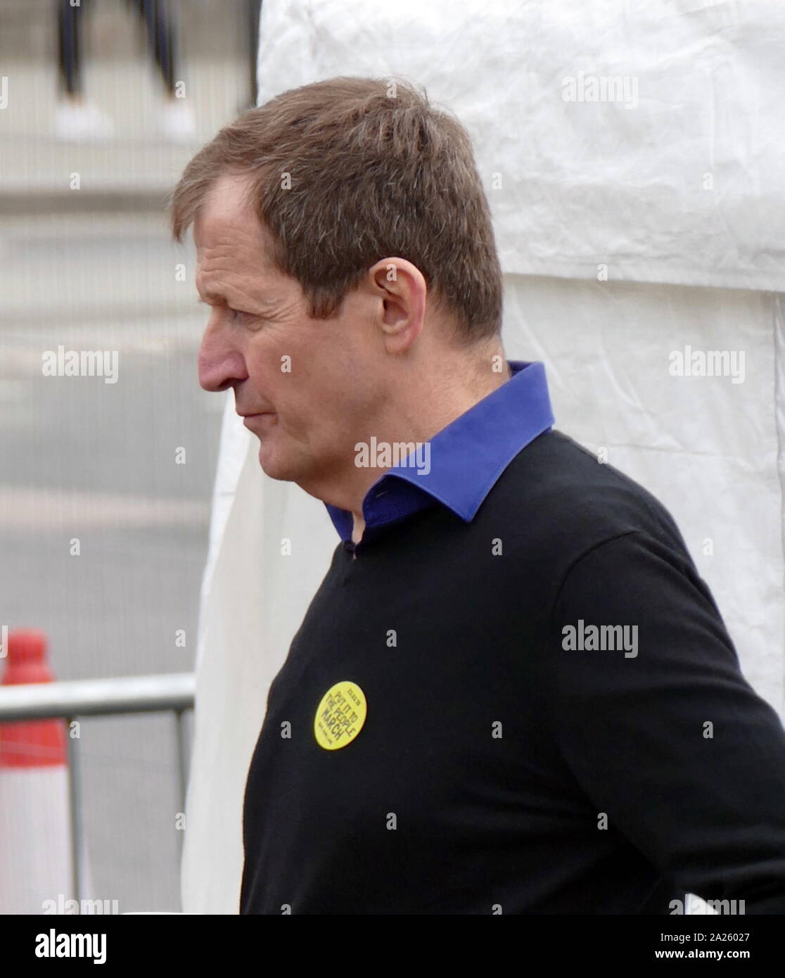 Alastair Campbell, former Labour Press consultant and spin doctor, at the 'People's Vote' march in Parliament Square, London. The People's Vote march took place in London on 23 March 2019 as part of a series of demonstrations to protest against Brexit, call for a new referendum, and ask the British Government to revoke Article 50. It brought to the capital hundreds of thousands of protestors, or over a million people according to the organizers. Stock Photo