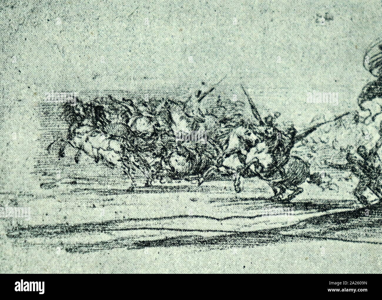 Anghiari Battle, drawing 1616, by the French artist Callot Stock Photo