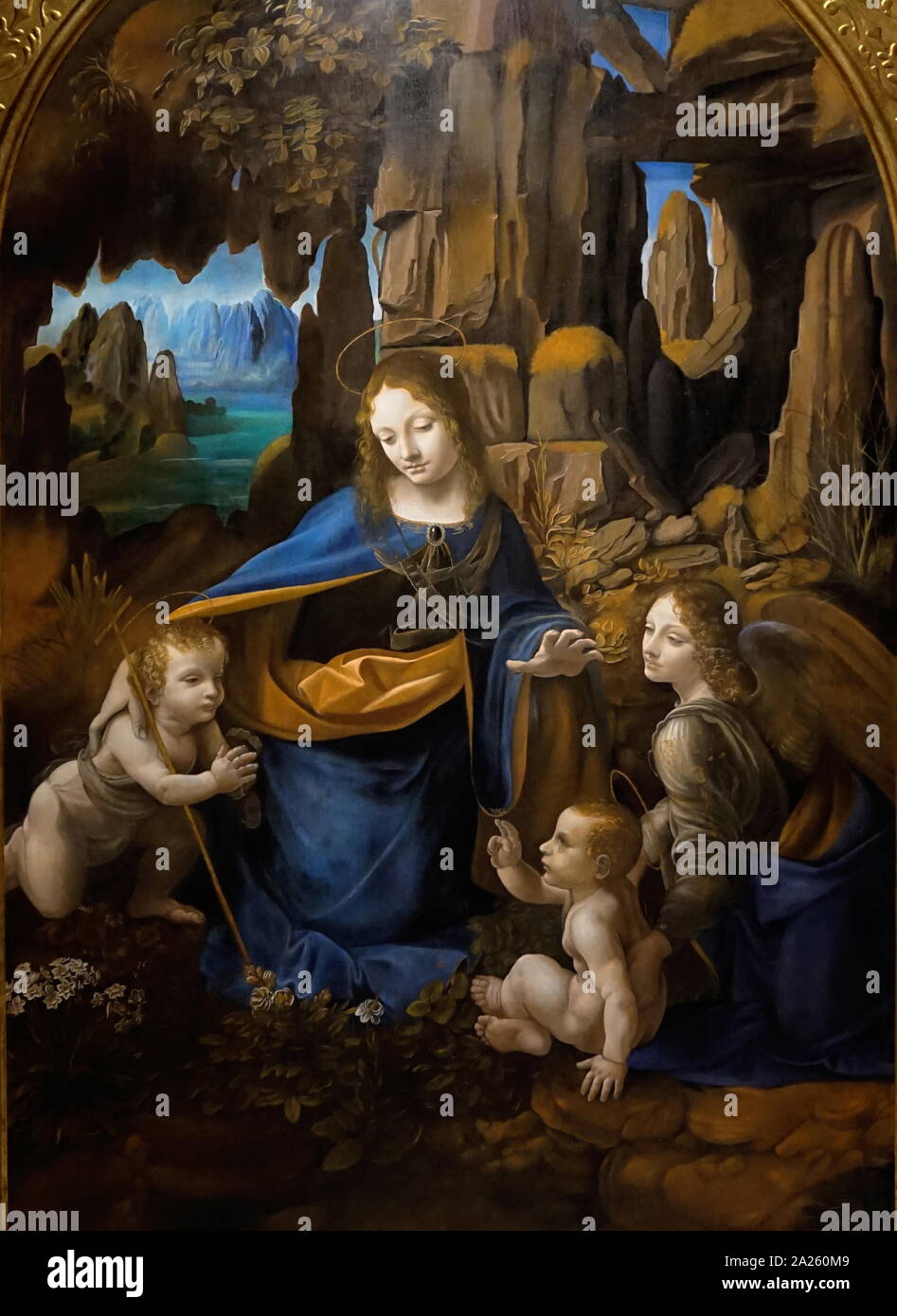 Virgin of the Rocks (London version), 1508, oil on panel by Leonardo da Vinci (April 1452 - May 1519), an Italian polymath of the Renaissance. Stock Photo