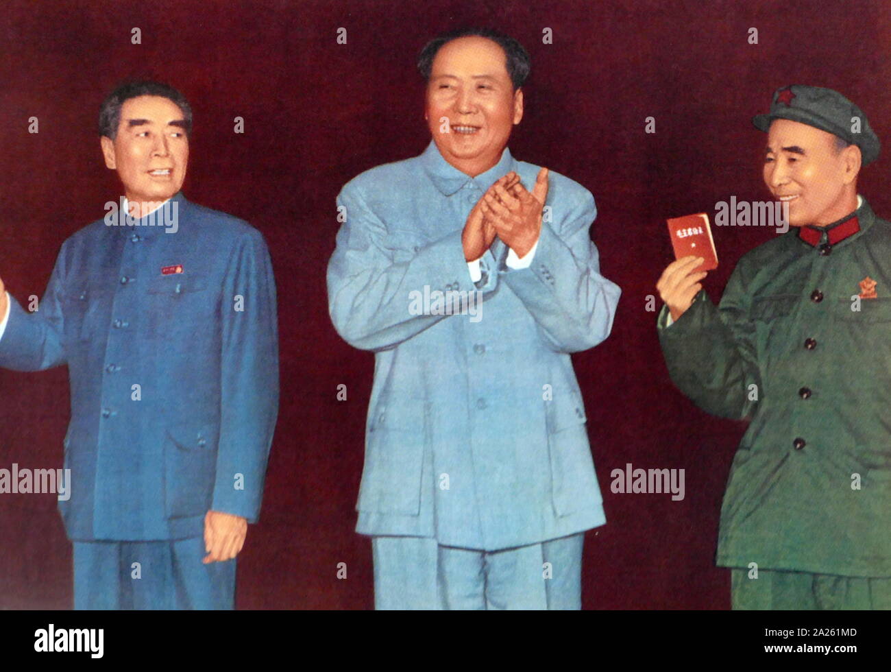 Chairman Mao (centre) with Zhou en Lai (to his left), and Lin Biao (Right) Stock Photo