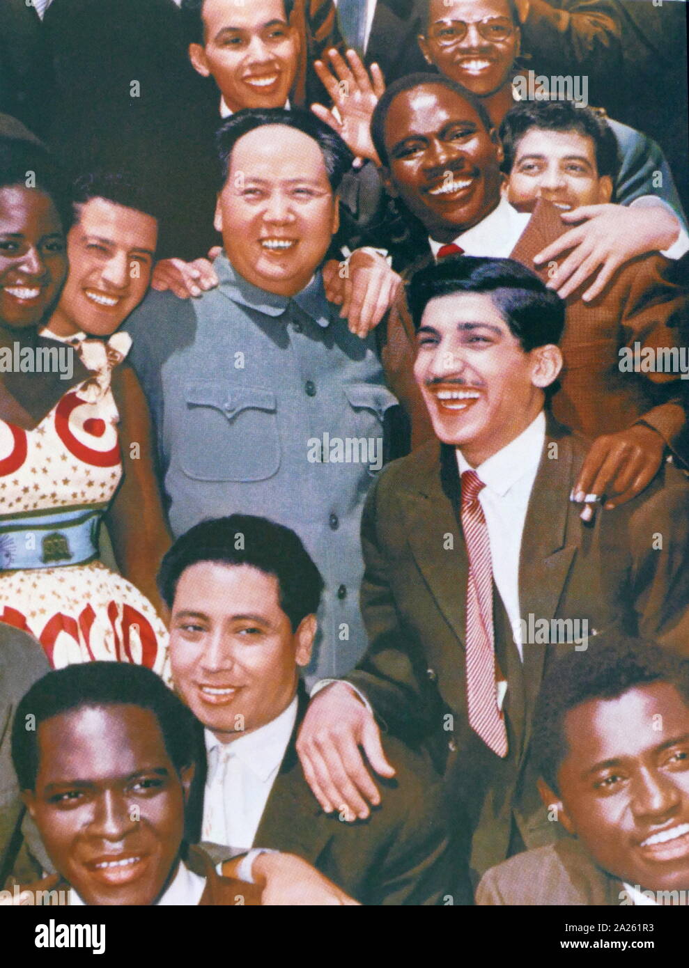 Chairman Mao with students from Asia, Africa and Latin America. (1959). Mao Zedong (1893 - 1976), also known as Chairman Mao, was a Chinese communist revolutionary who became the founding father of the People's Republic of China (PRC), which he ruled as the Chairman of the Communist Party of China from its establishment in 1949 until his death in 1976. Stock Photo
