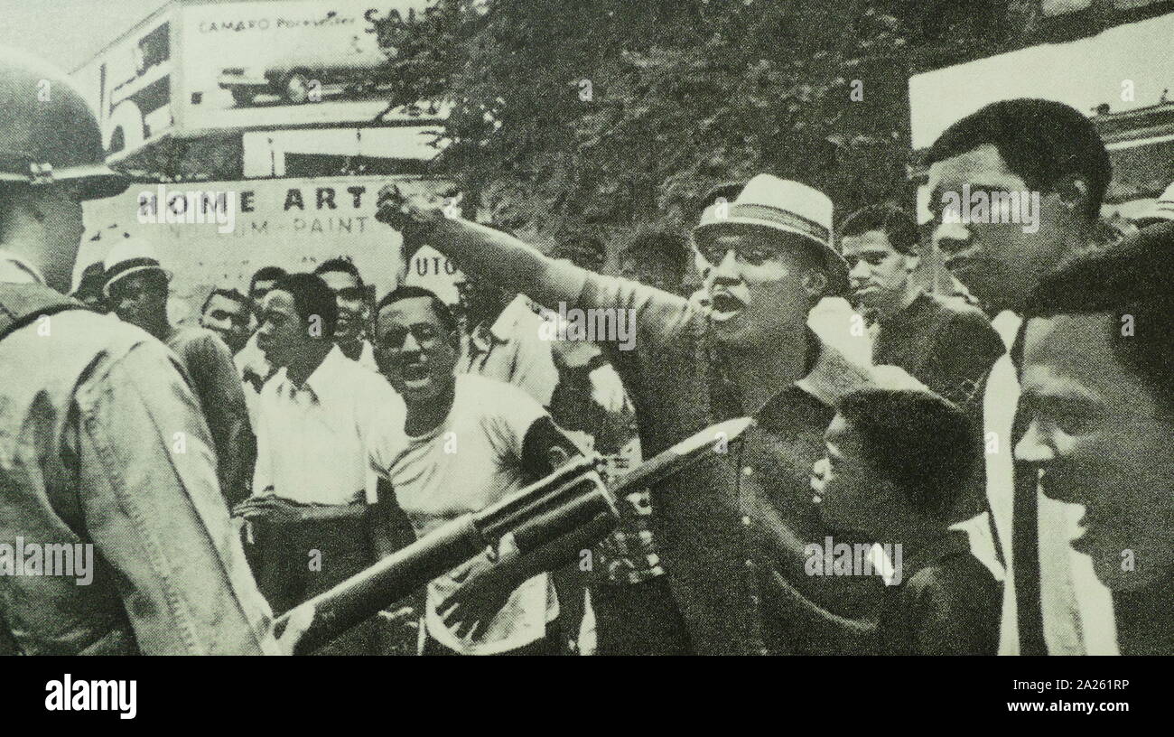 African Americans protest against the national Guard, Michigan 1968 Stock Photo