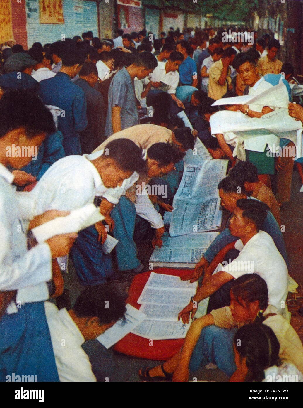 Red Guards prepare notices to be pasted on wallls during the Cultural