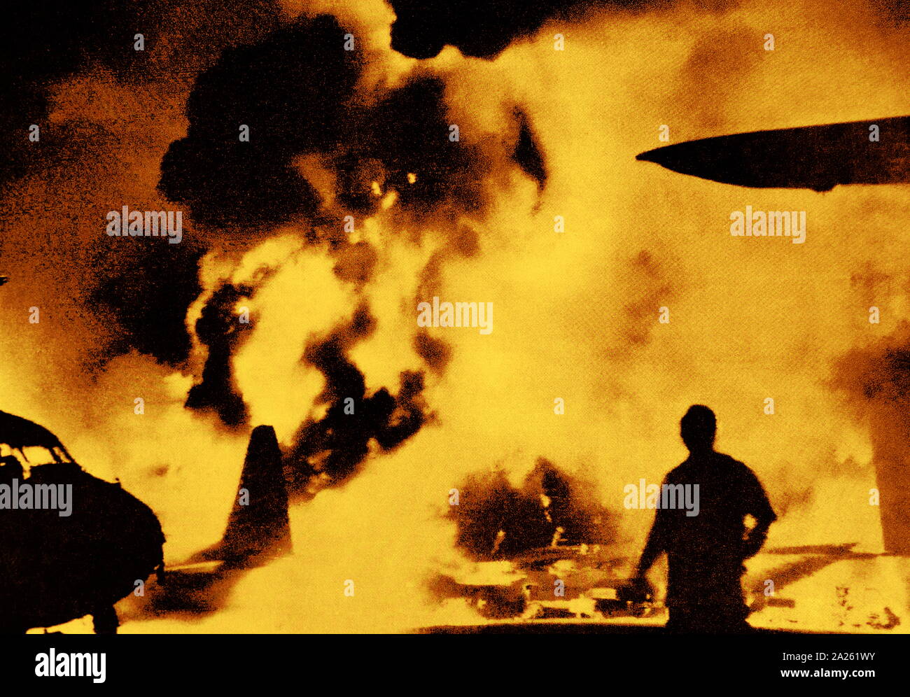 attack on a US airbase in Vietnam by Vietcong forces. Vietnam War 1967 Stock Photo