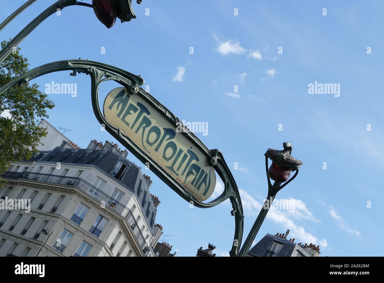 Metropolitan (Metro) sign, art nouveaux style, Paris 2019 Stock Photo