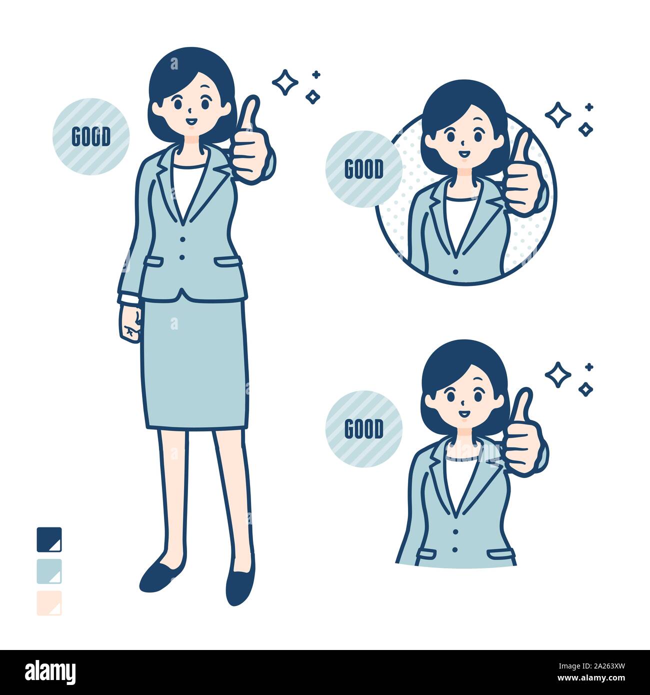 A young Business woman in a suit with Thumbs up images. It's vector art ...