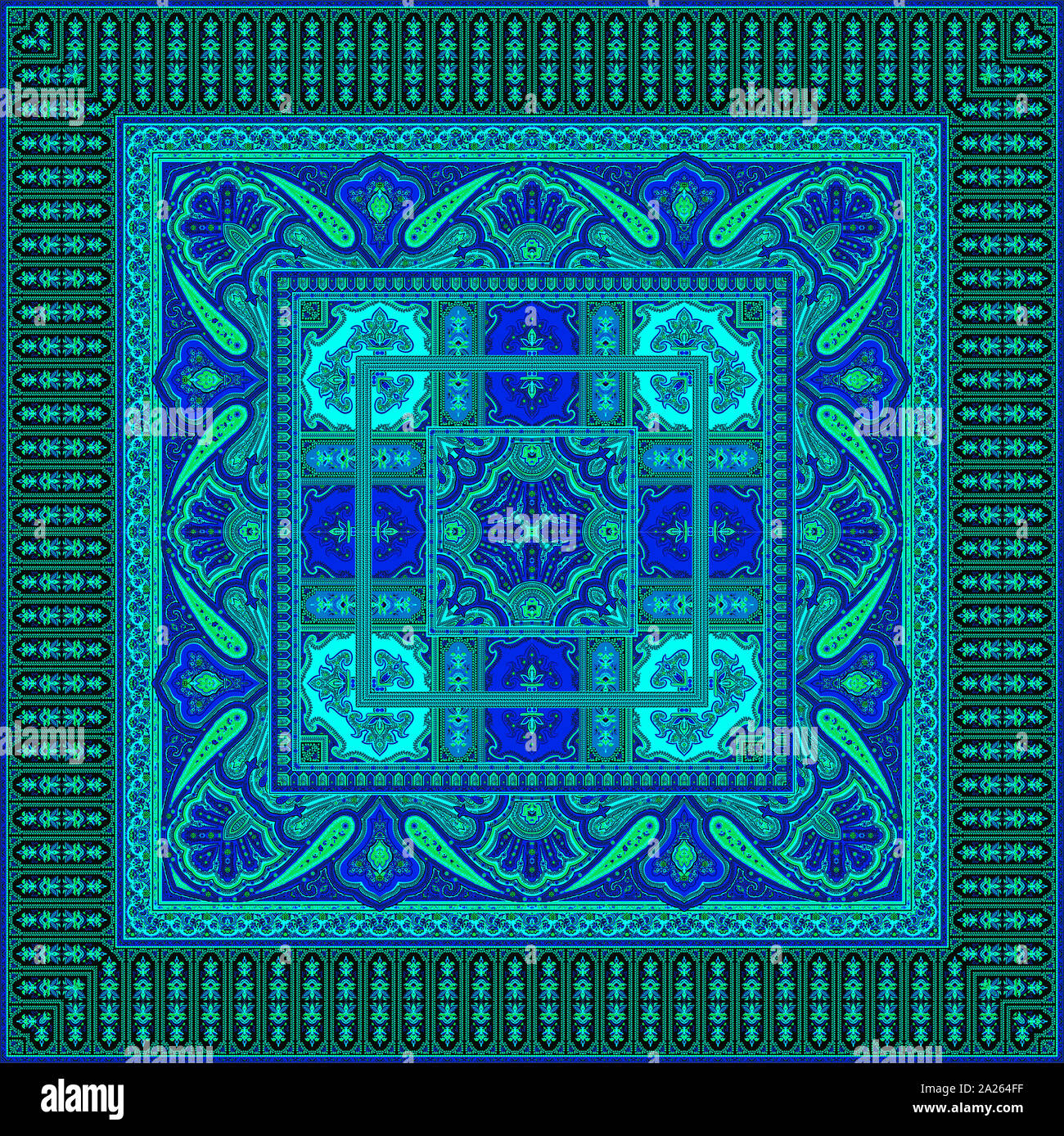 Indian Traditional paisley pattern. Blue color background Stock Photo ...