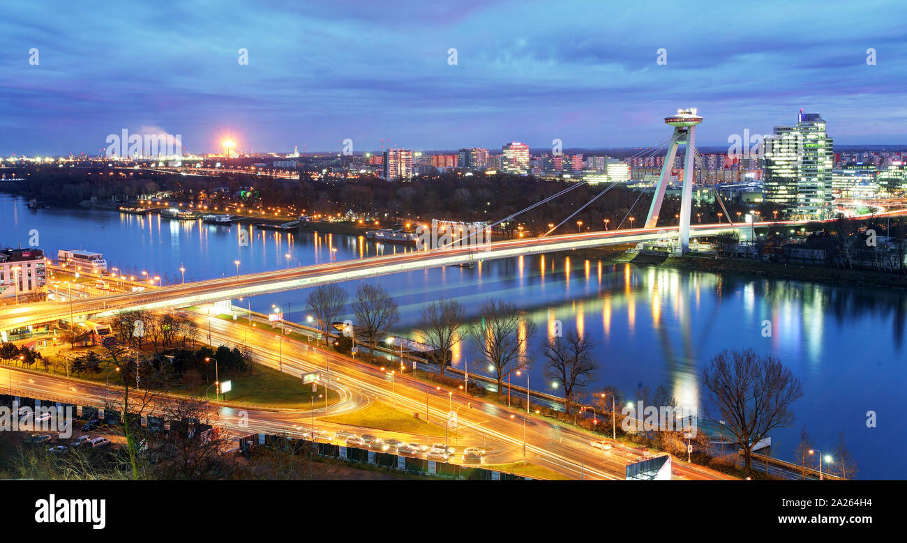 Bratislava bridge and Danube Stock Photo