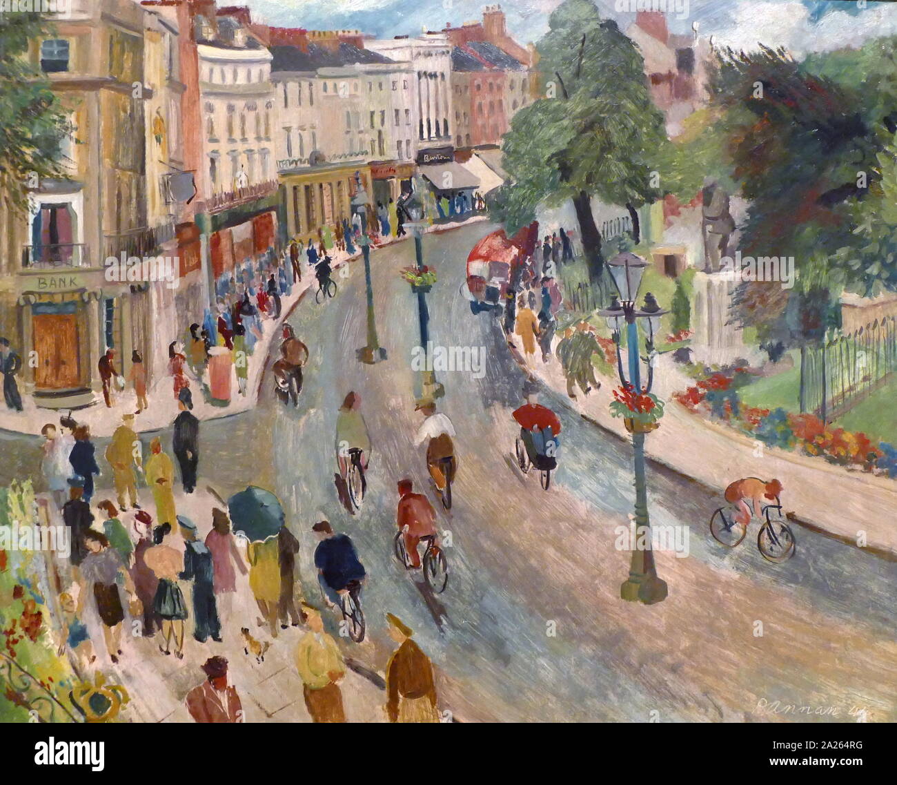 The Parade Leamington Spa, 1944; Oil on board; by Dorothy Annan (1900 -1983). Herbert Art Gallery and Museum, Coventry, VA 1958.0016 Stock Photo