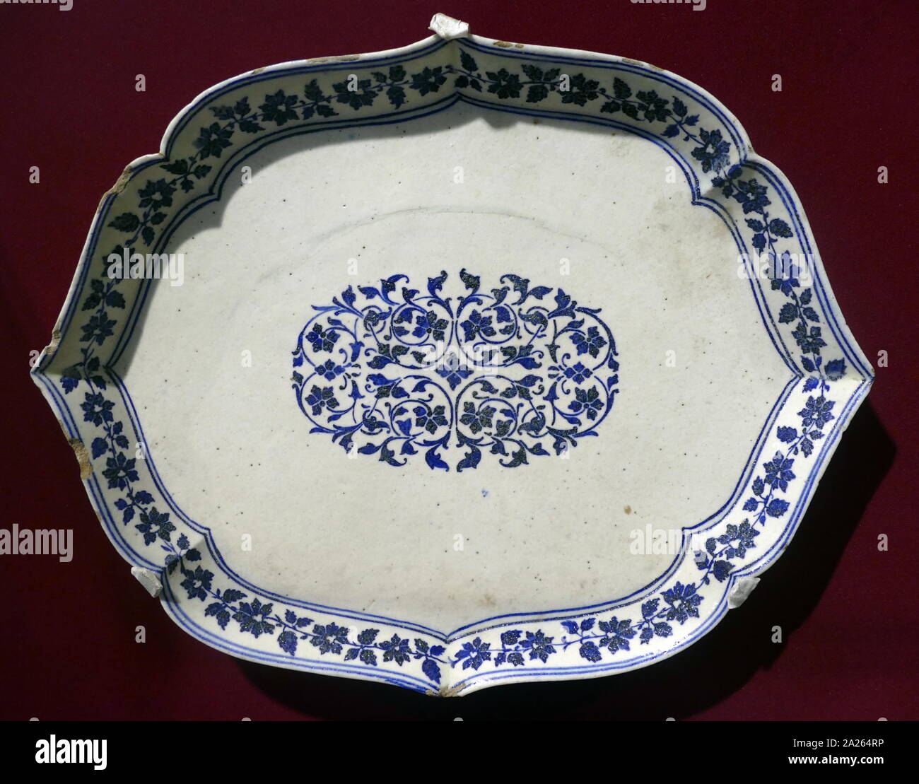 Plate, from Jaipur, Rajasthan, India. Late 19th century; Blue and white ware (ceramic); Stock Photo