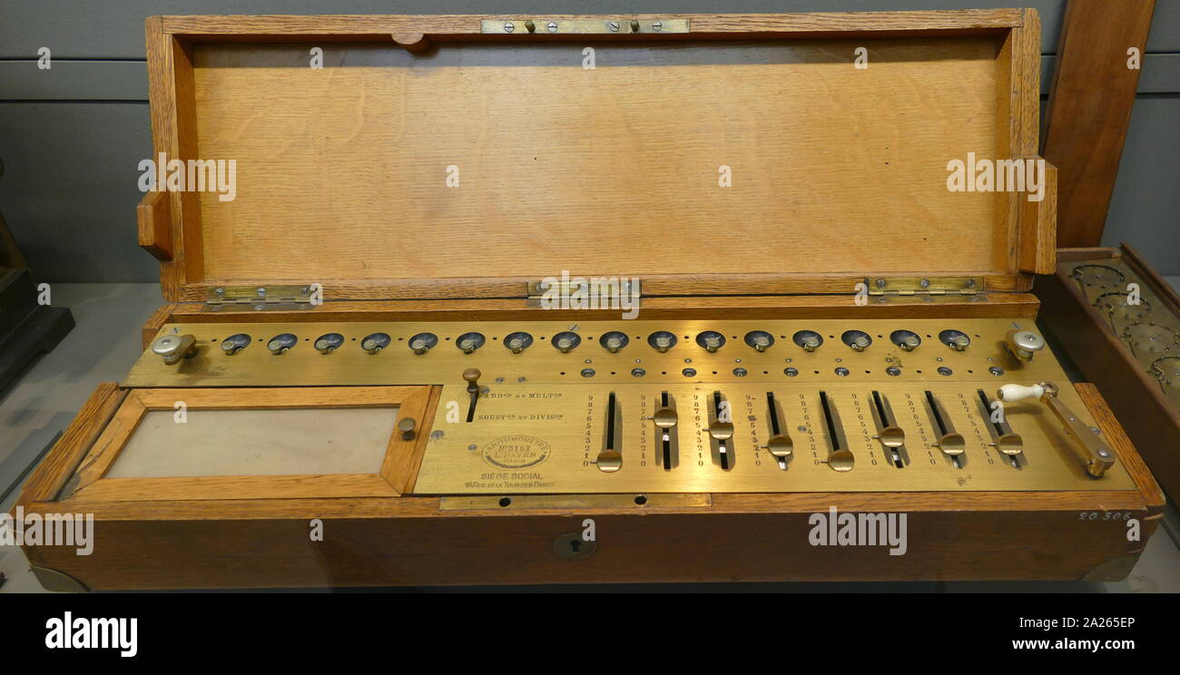 Arithmometer calculating machine, 1850, by Thomas de Colmar Stock Photo