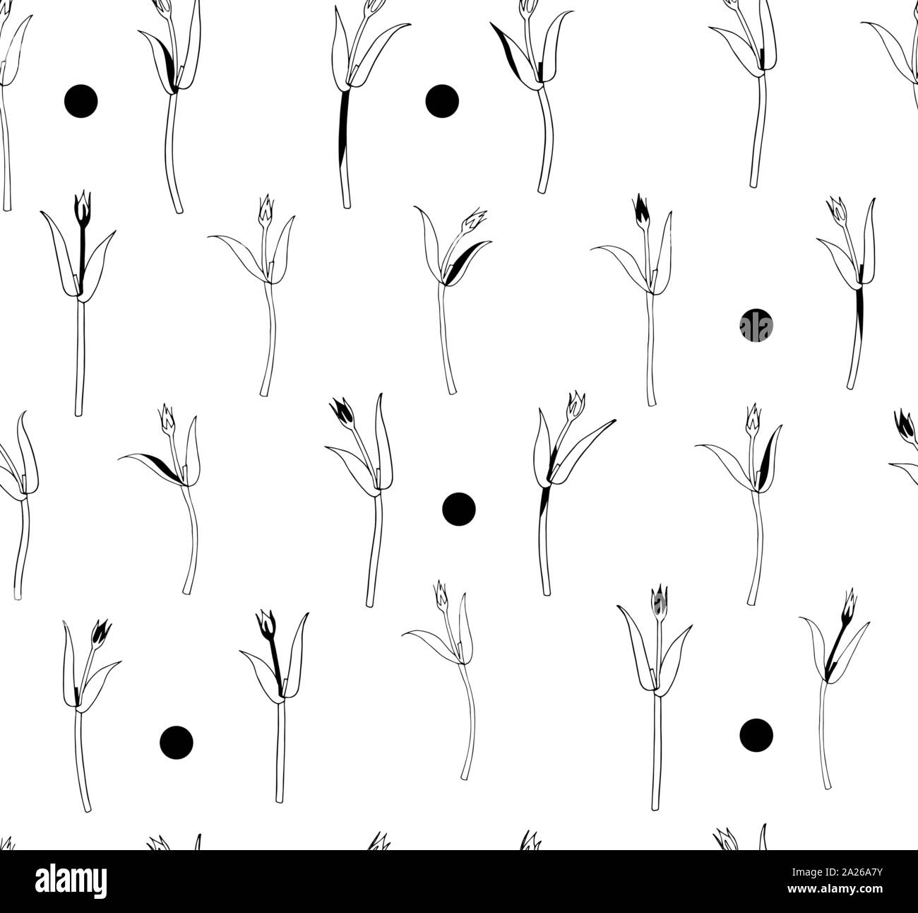 Vector seamless botanical pattern with hand drawn herbs isolated on ...