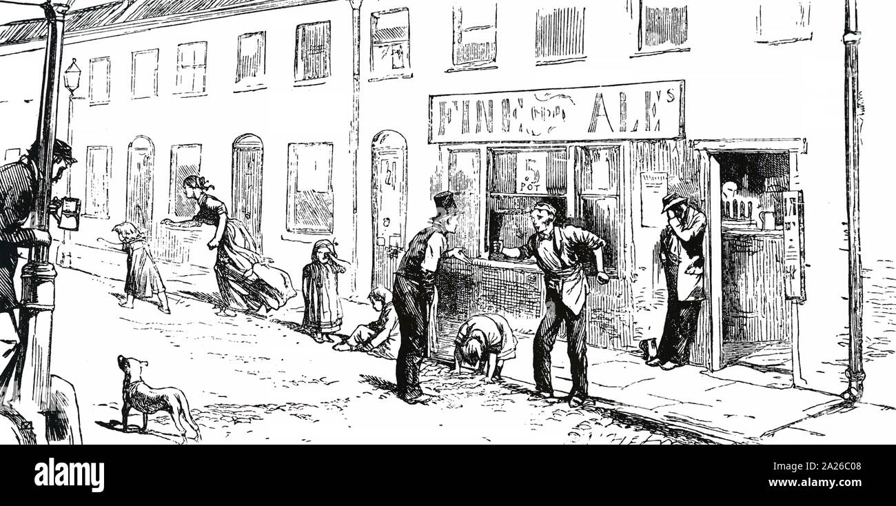 An engraving depicting the Northampton shoe making district typical