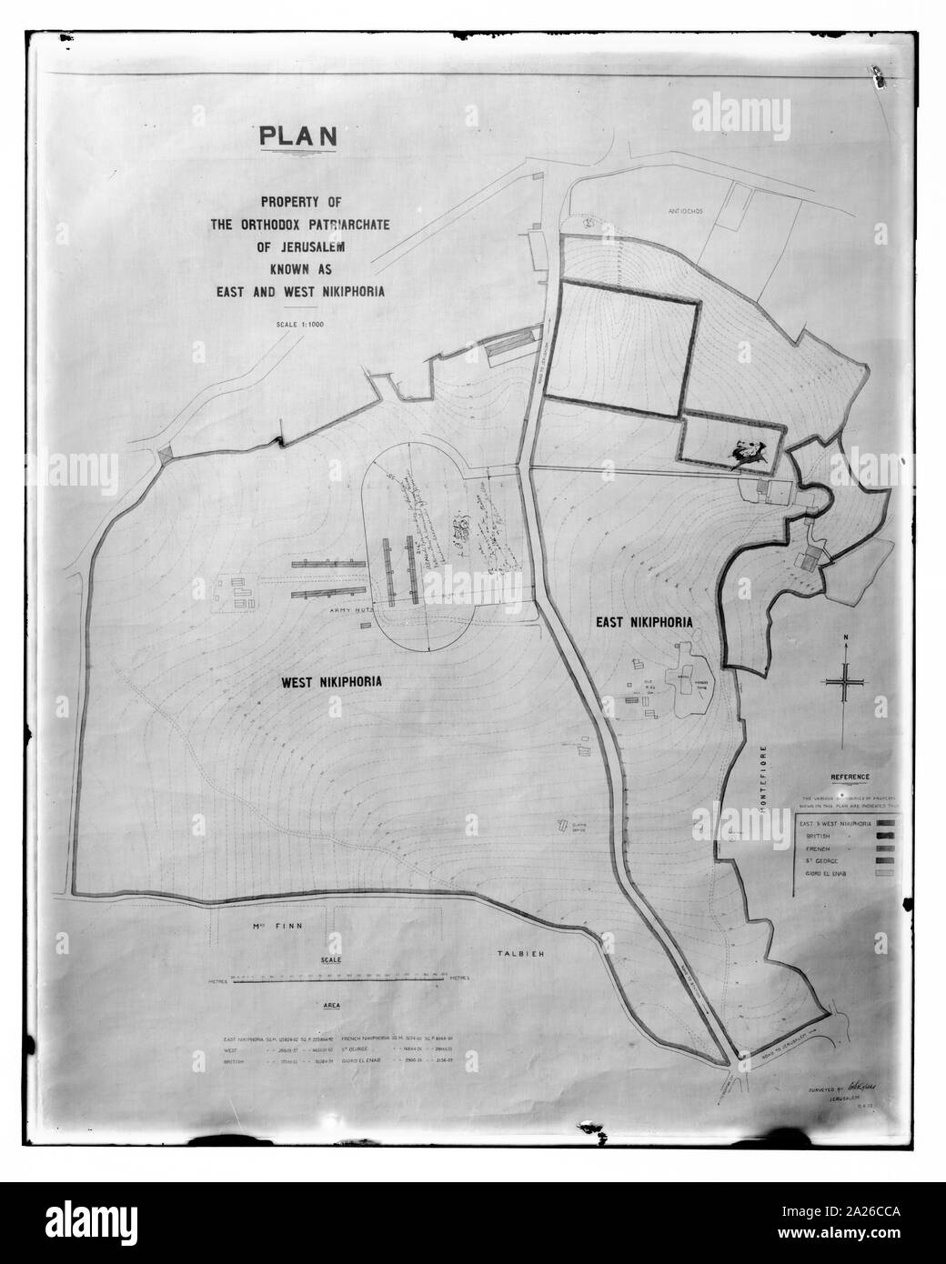 Plan of the Greek Orthodox property known as east and west Nikiphoria Stock Photo