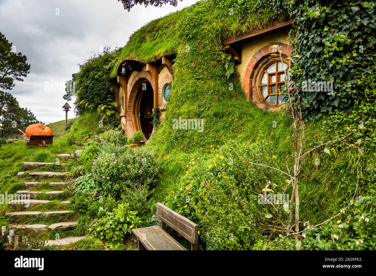 Bag End - Bilbo's Home in Hobbiton Movie Set Stock Photo