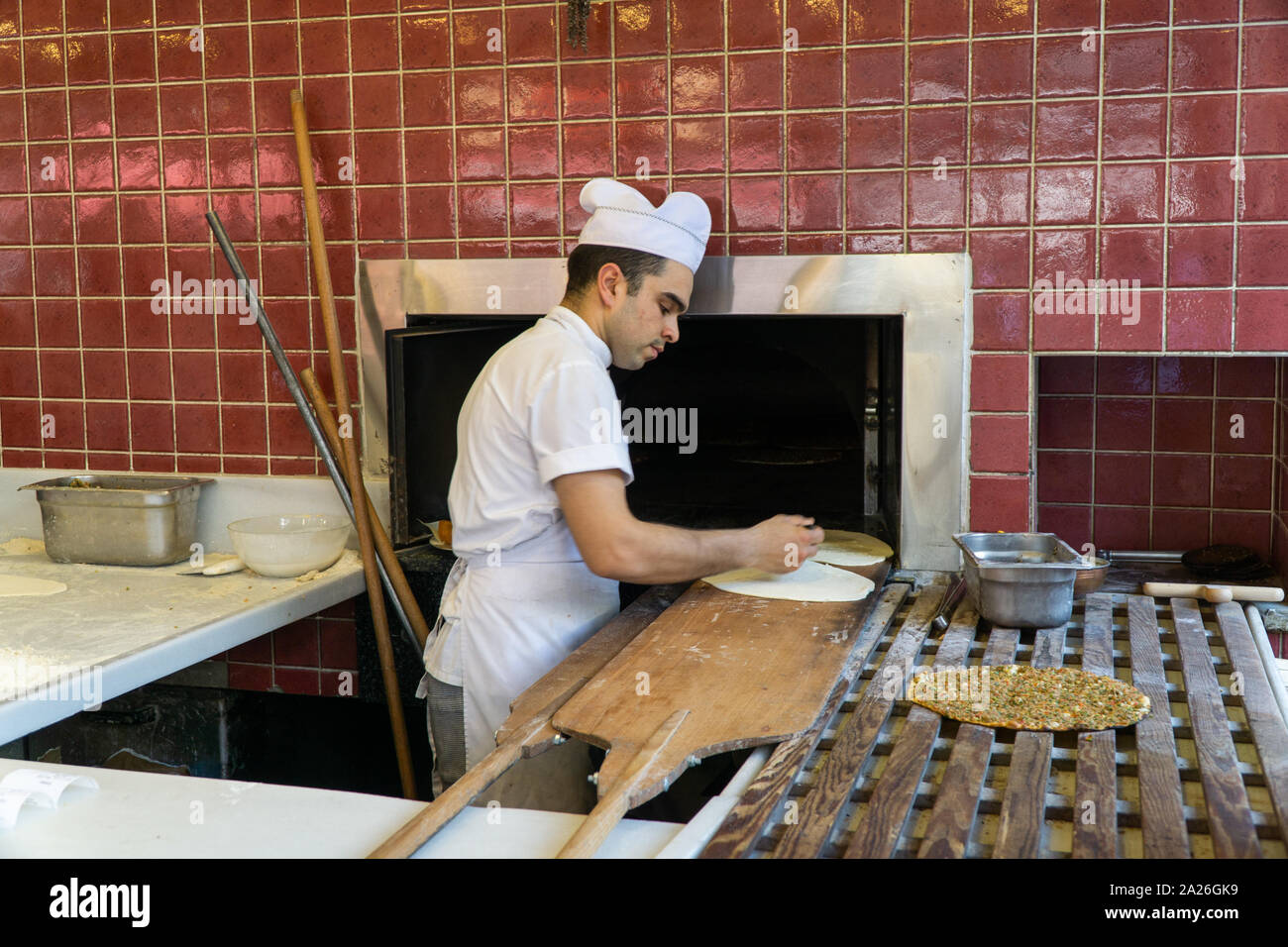 Making traditional turkish pizza lahmacun hi-res stock photography and ...