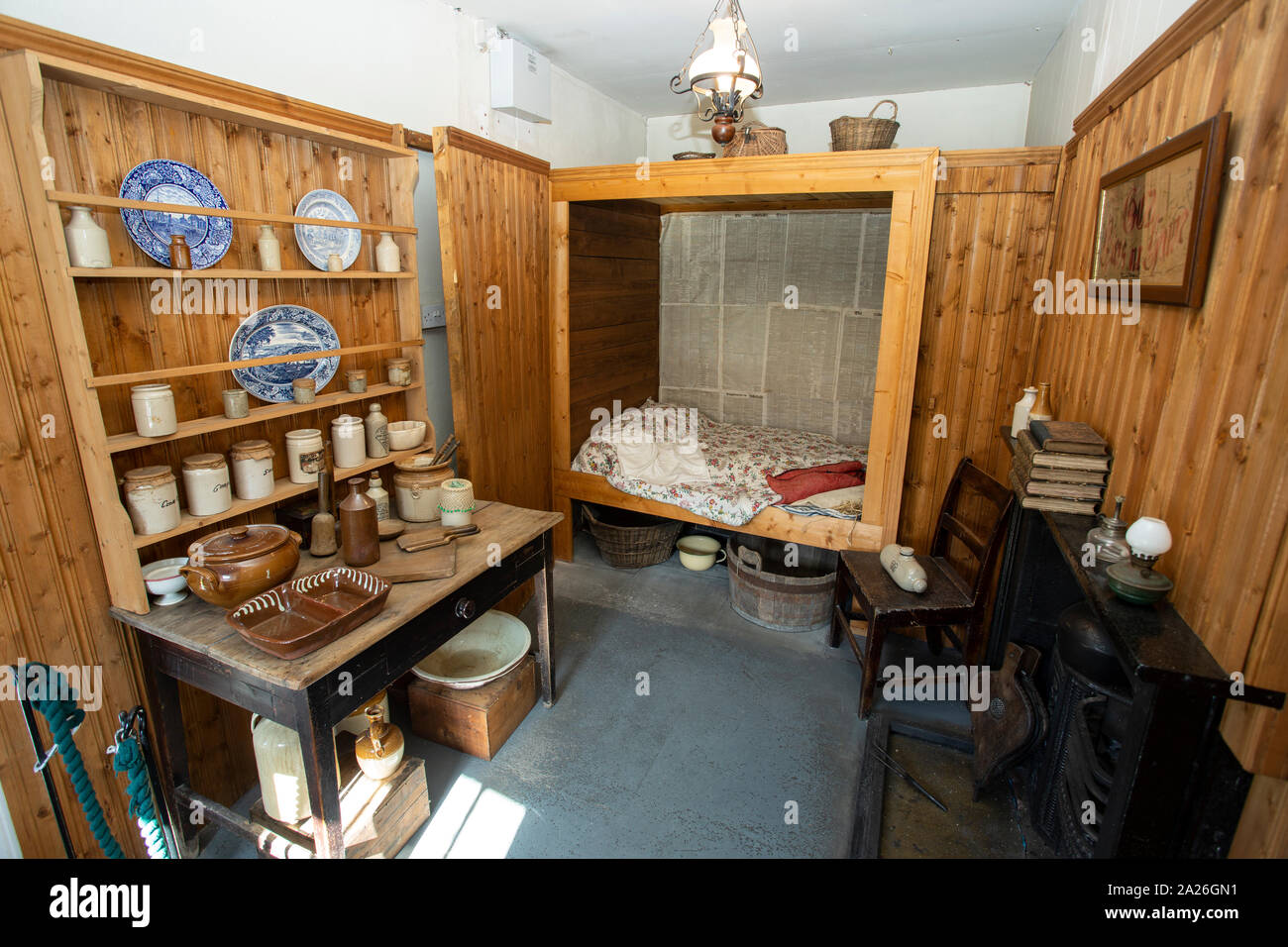 Straitsteps Cottages part of Museum of Lead Mining Wanlockhead Dumfriesshire Scotland a miners cottages through the ages. Interior around 1850 Stock Photo