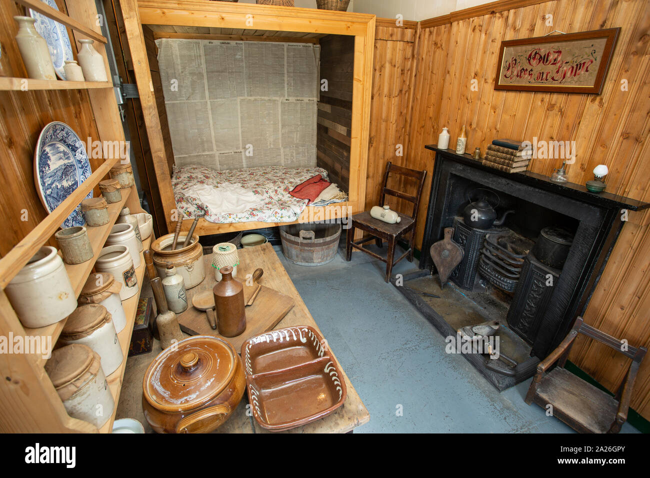 Straitsteps Cottages part of Museum of Lead Mining Wanlockhead Dumfriesshire Scotland a miners cottages through the ages. Interior around 1850 Stock Photo