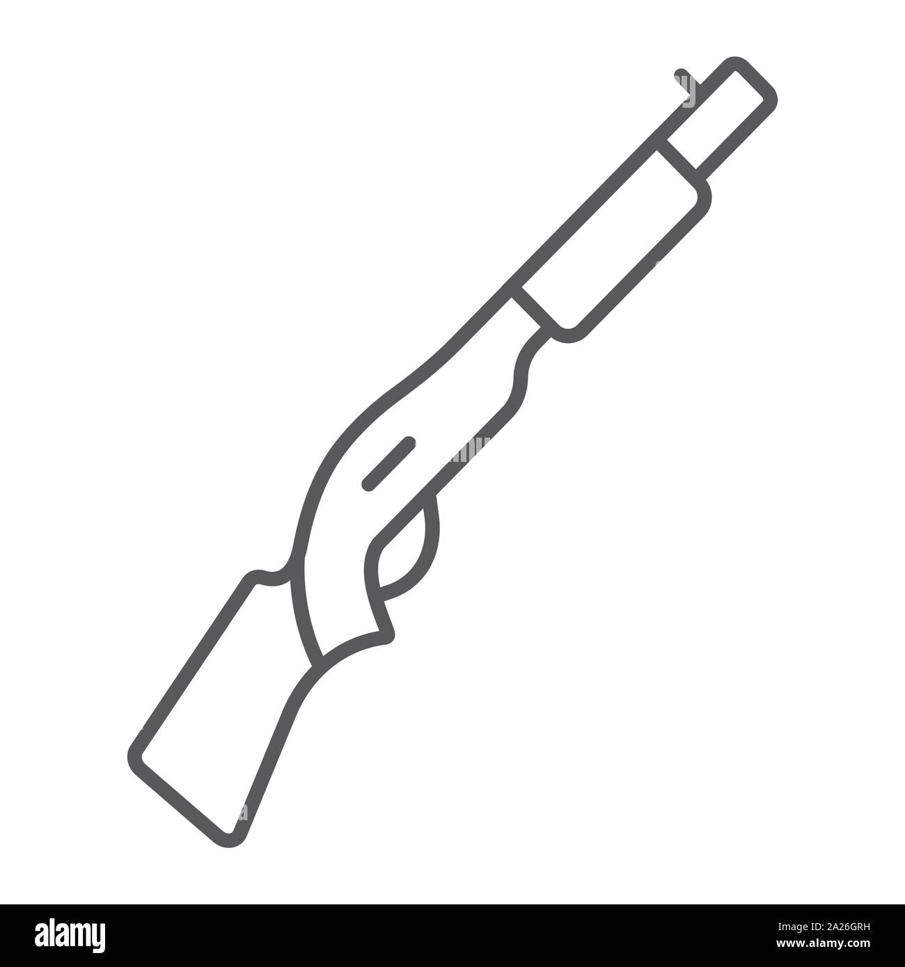 Shotgun thin line icon, weapon and military, automatic rifle sign ...
