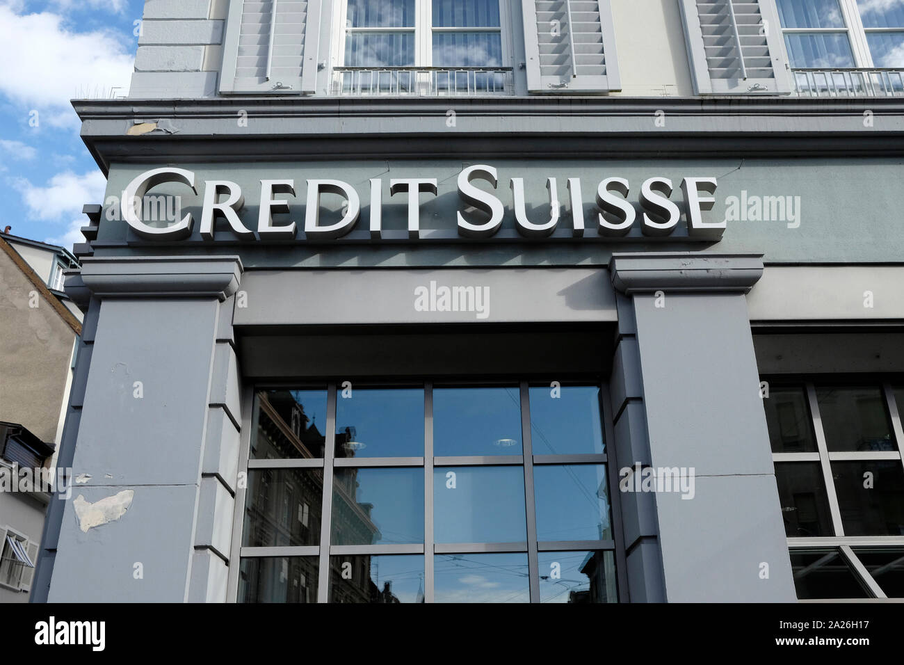 A Close Up View Of Credit Suisse In Basel Switzerland Stock Photo Alamy