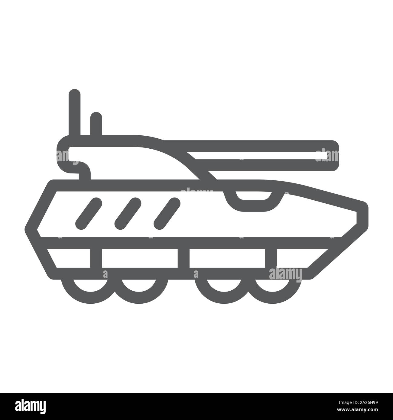 Armoured personnel carrier line icon, army and military, tank sign, vector graphics, a linear pattern on a white background. Stock Vector