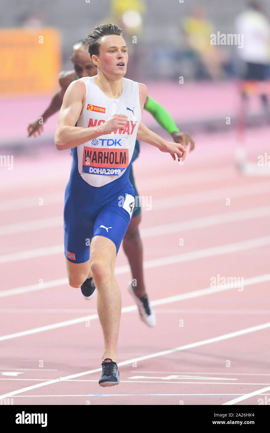 Karsten Warholm (Norway). 400 metres hurdles Gold Medal. IAAF World