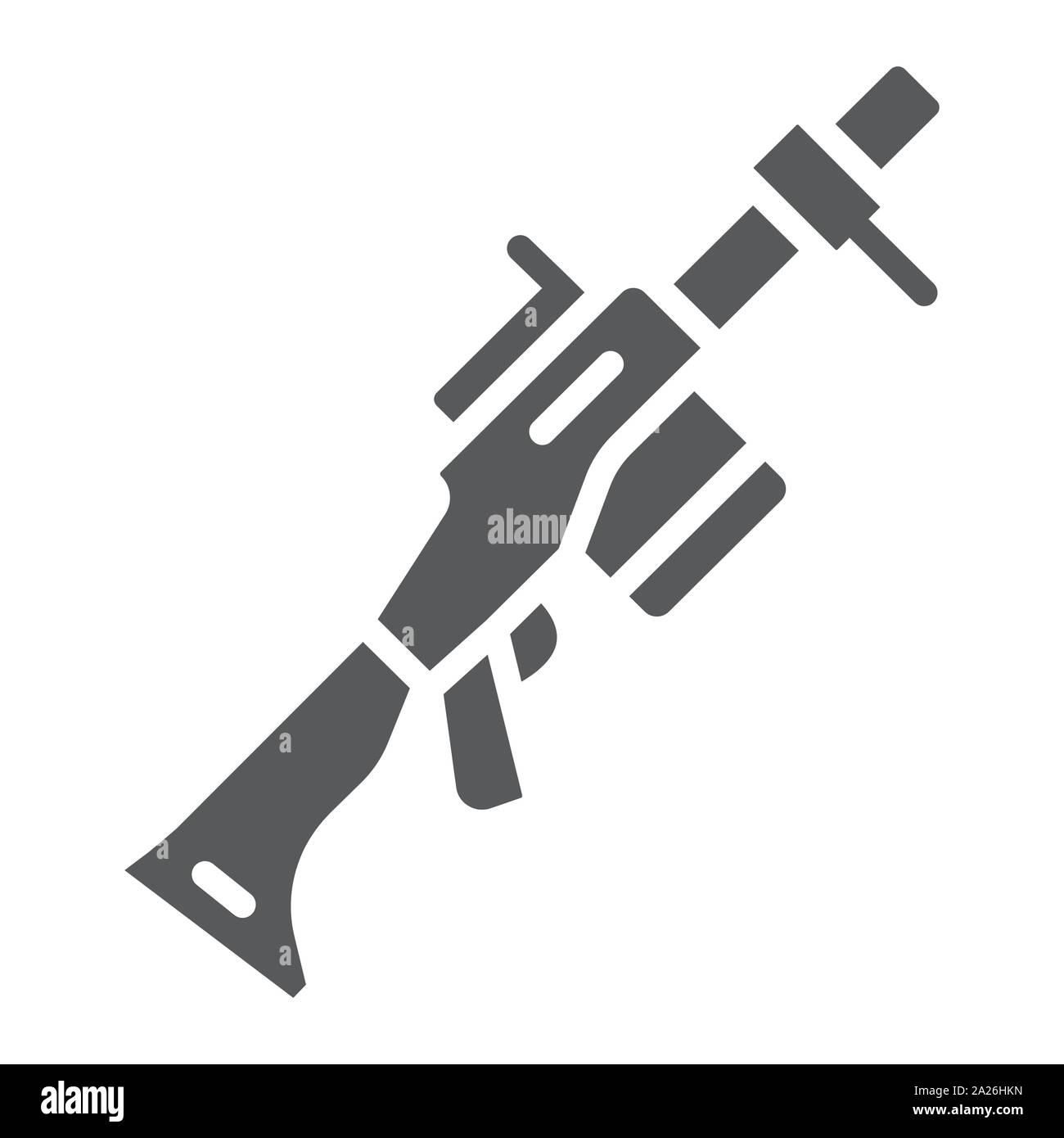Grenade launcher glyph icon, weapon and rocket, bazooka sign, vector graphics, a solid pattern on a white background. Stock Vector