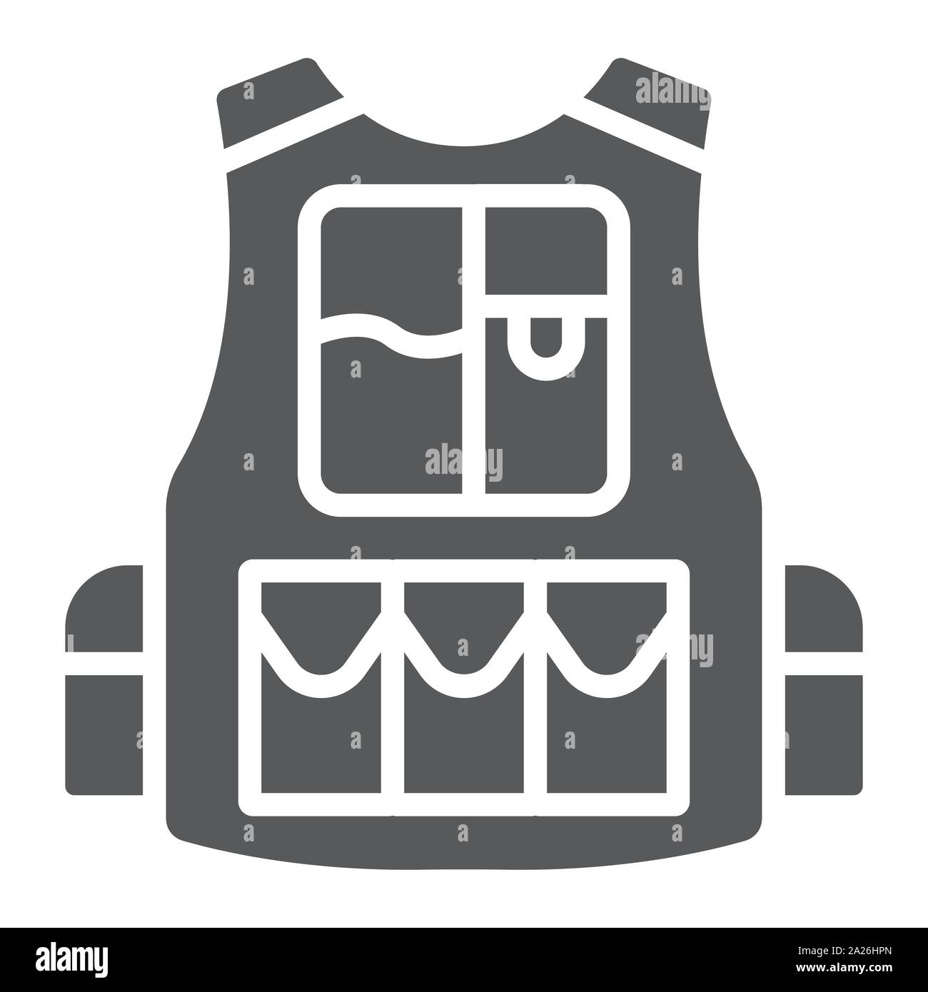 Military vest glyph icon, army and force, proof jacket sign, vector ...