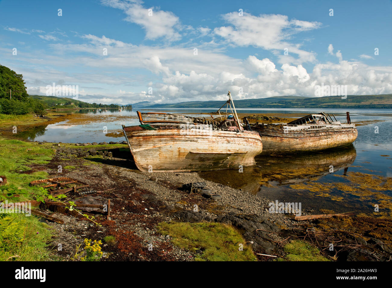 Abandoned fishing boats. Salen, Isle of Mull, Scotland Stock Photo