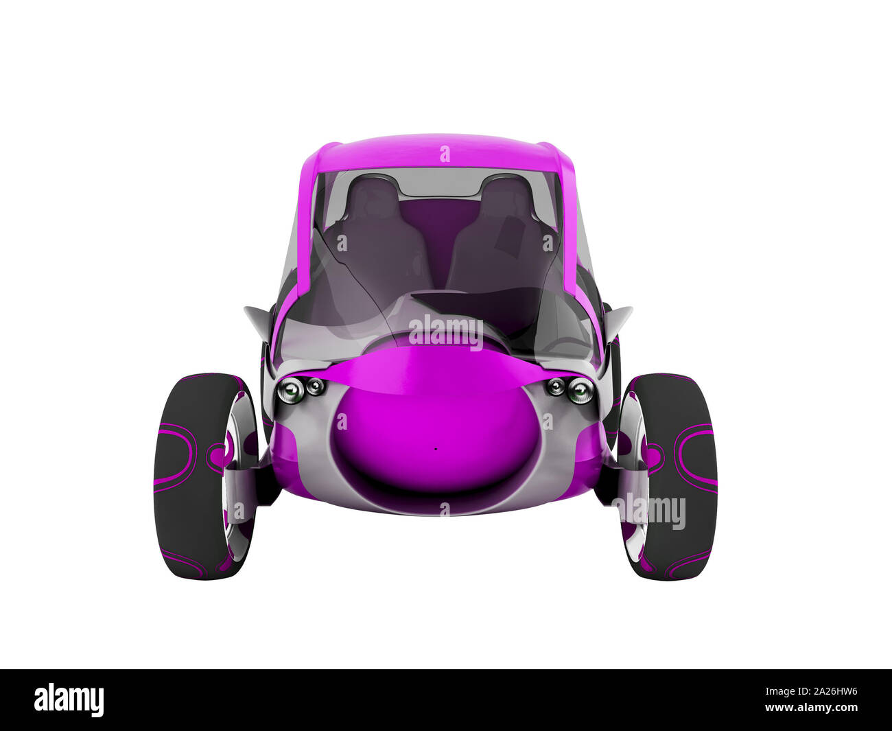 Modern electric car for travel on sidewalks of purple with white insets 3D render on white background no shadow Stock Photo