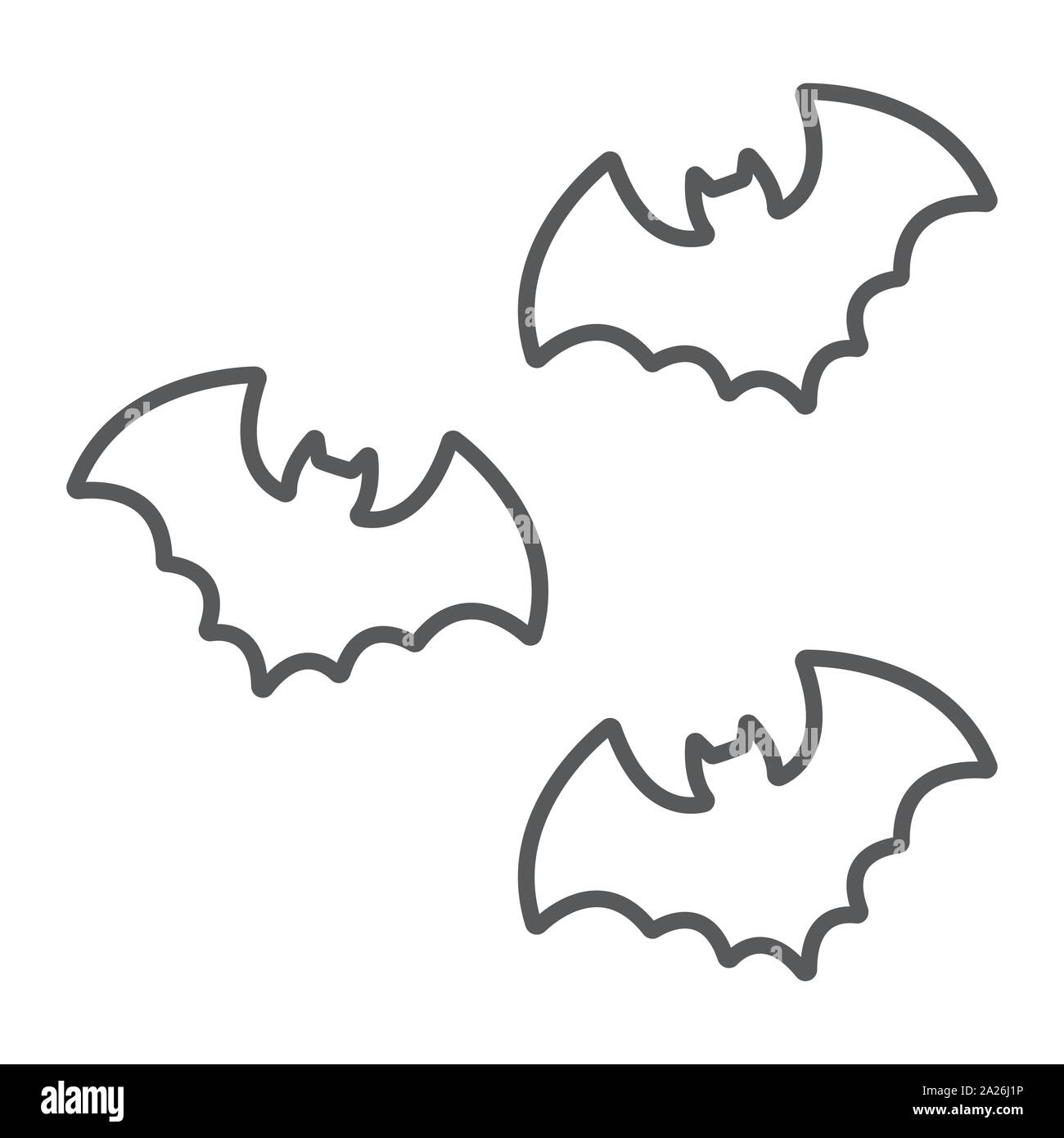 Bats thin line icon, spooky and animal, vampire sign, vector graphics, a  linear pattern on a white background Stock Vector Image & Art - Alamy