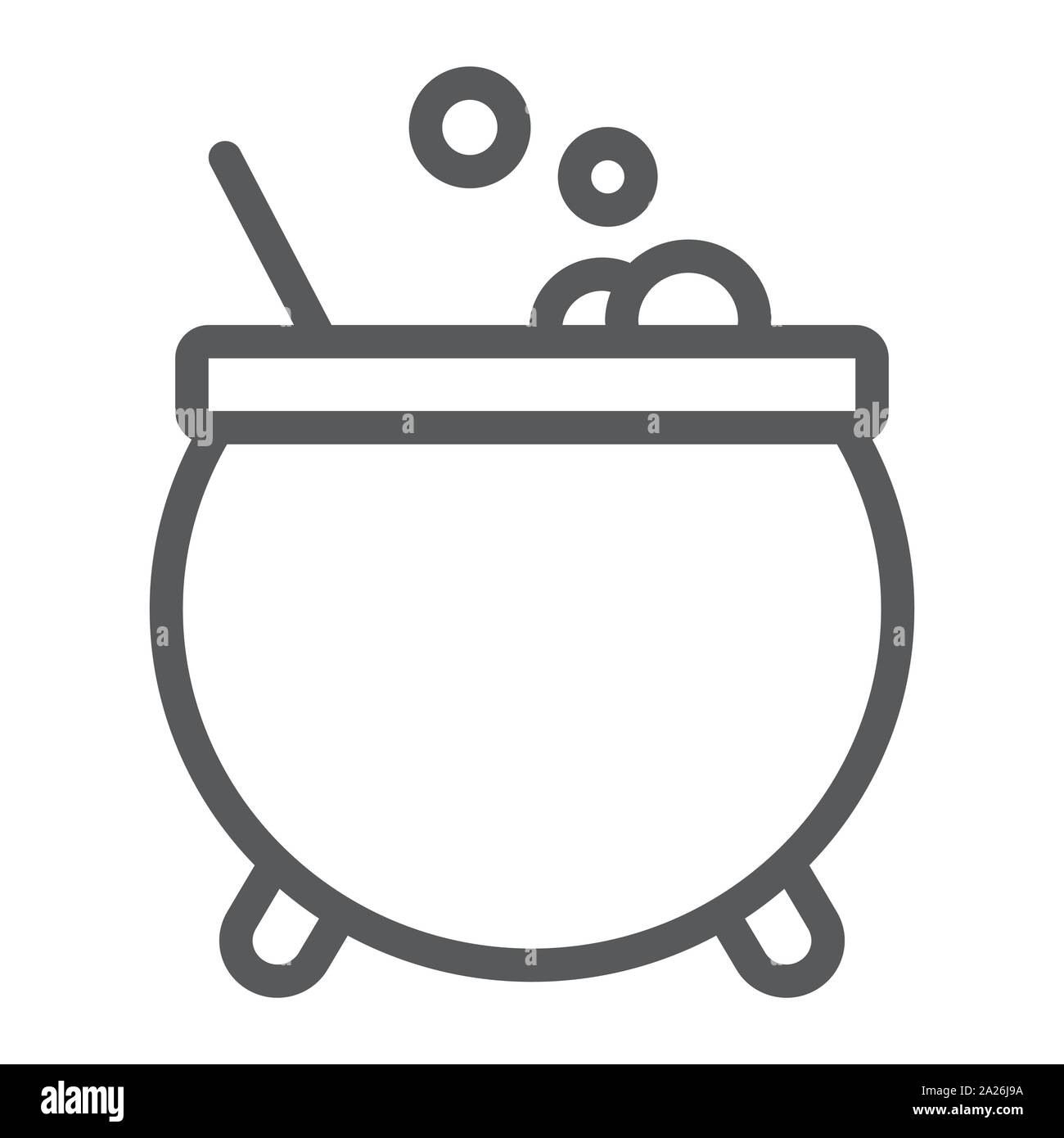Witches cauldron line icon, magic and pot, potion sign, vector graphics, a linear pattern on a white background. Stock Vector