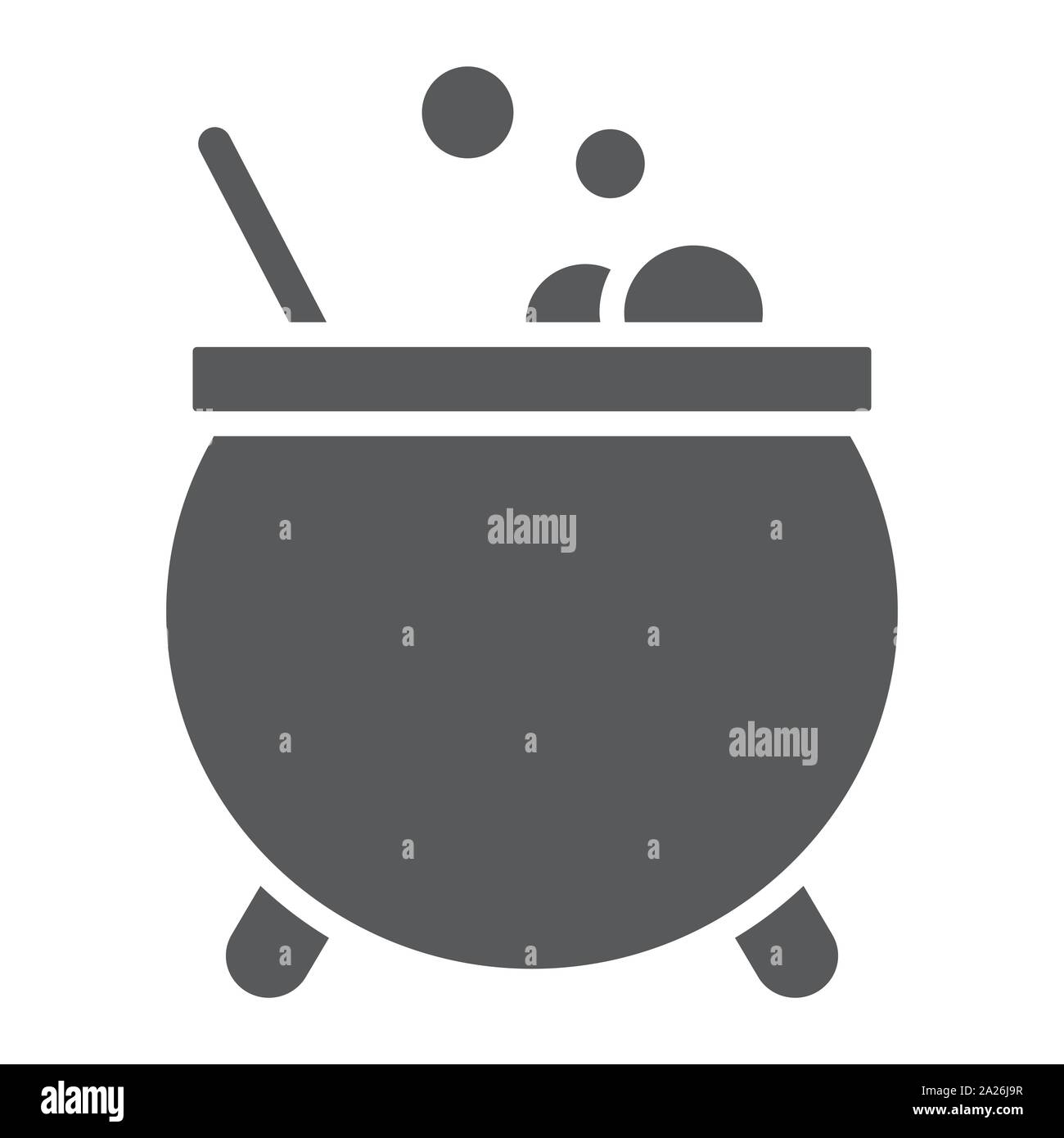 Witches cauldron glyph icon, magic and pot, potion sign, vector graphics, a solid pattern on a white background. Stock Vector