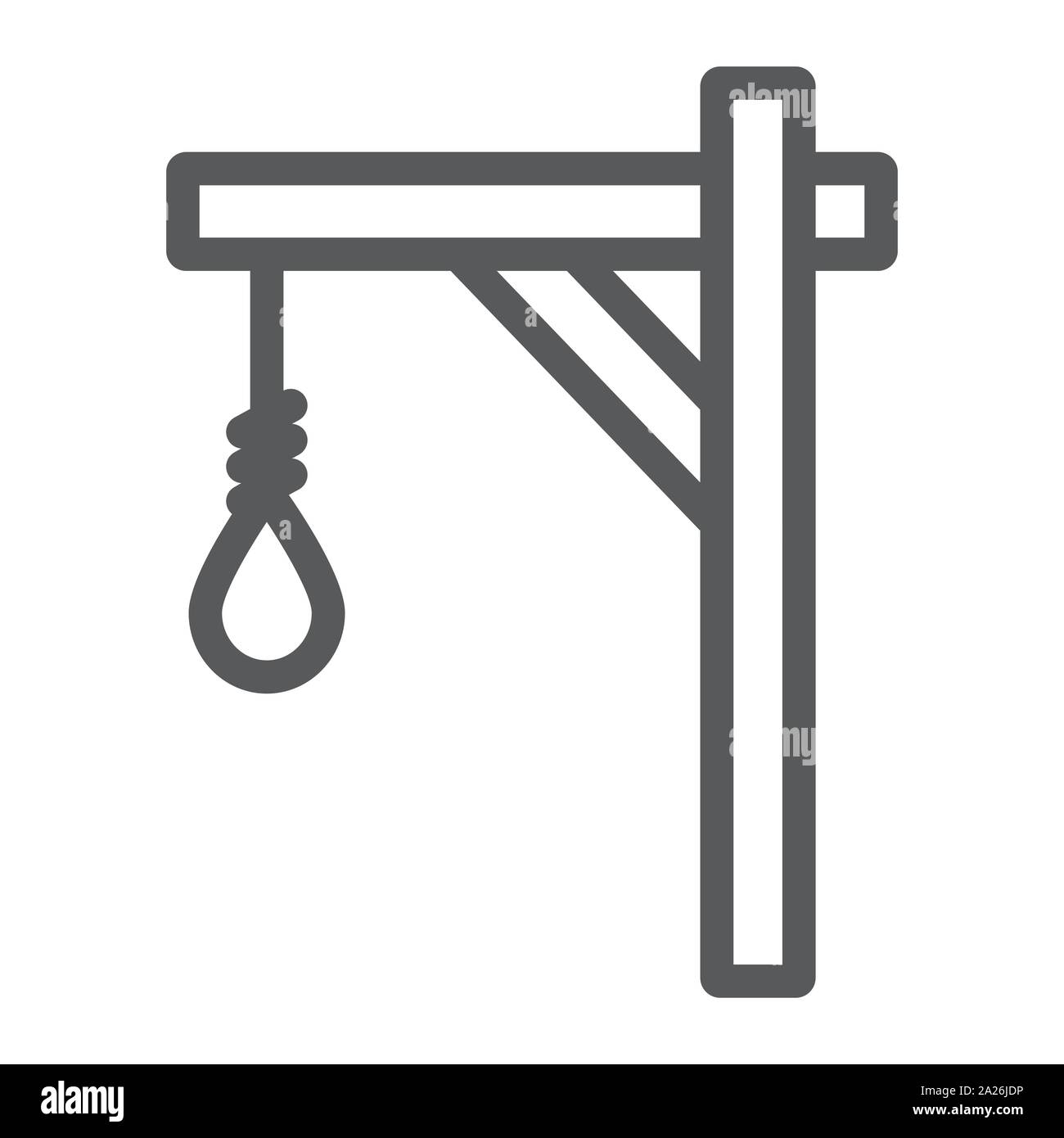 Gallows line icon, hang and knot, rope sign, vector graphics, a linear pattern on a white background. Stock Vector