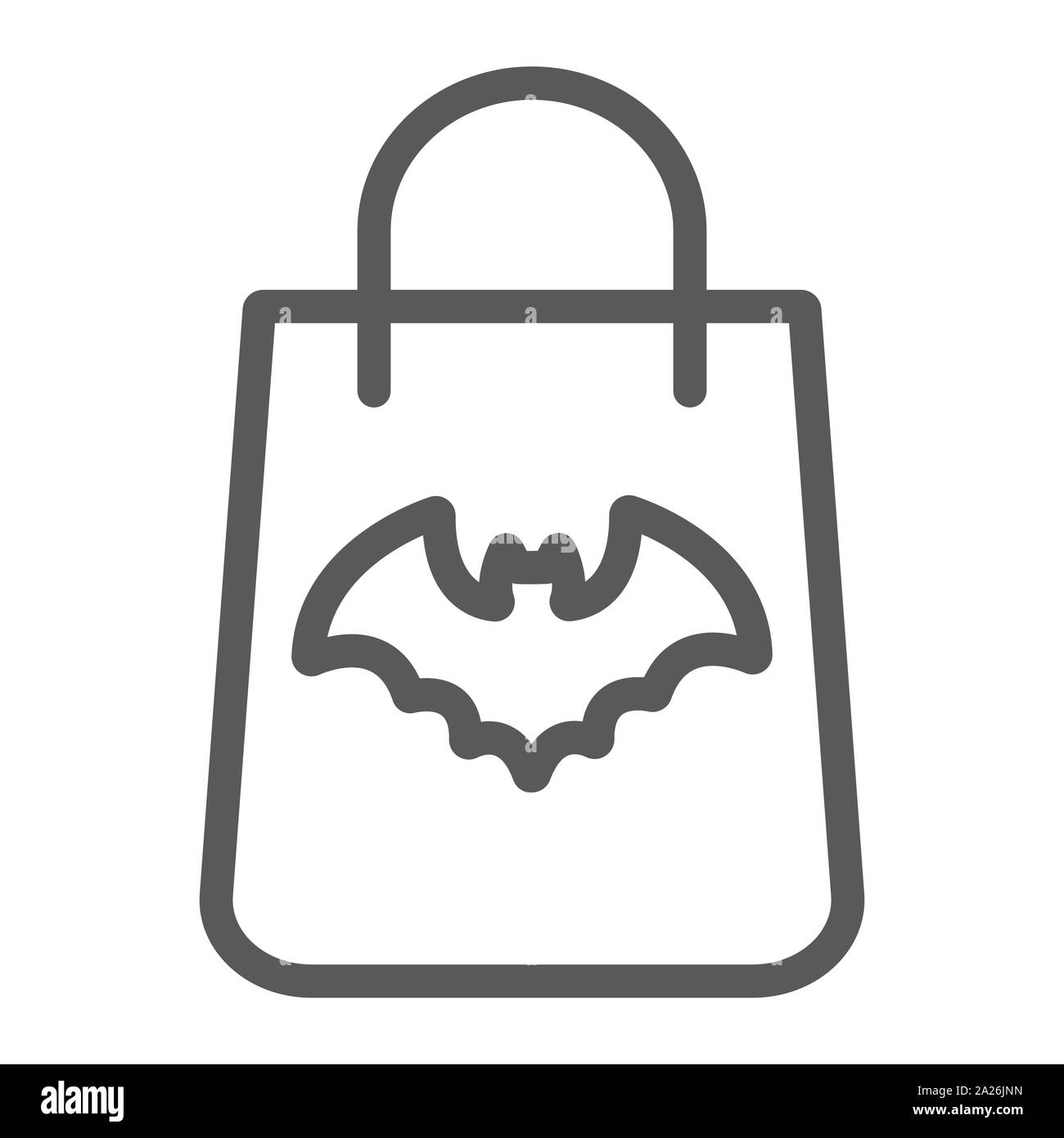Halloween shopping bag line icon, halloween and shop, packet sign ...