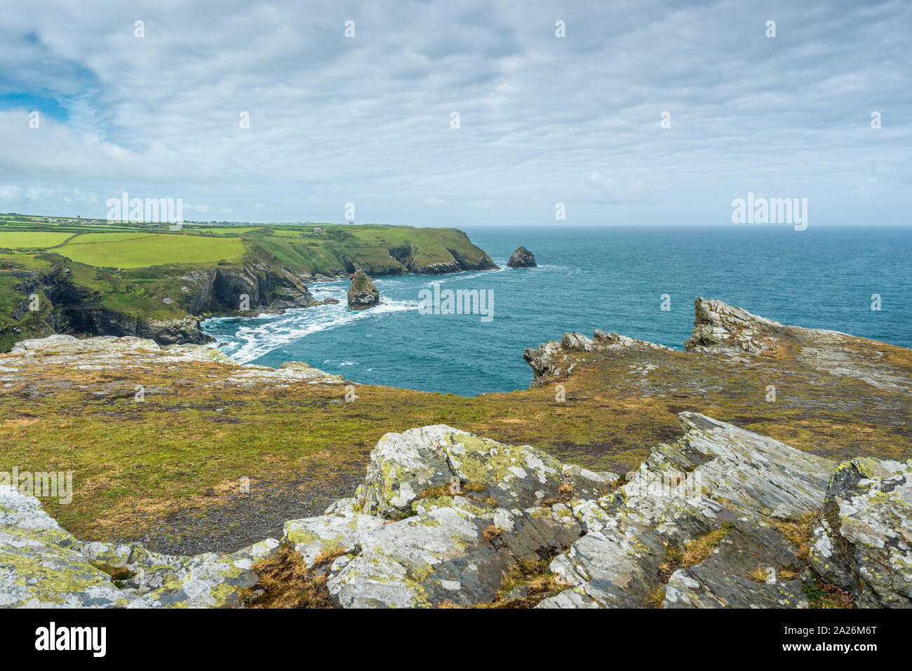 Coastal views from Willapark Lookout near Boscastle on the Atlantic coast of Cornwall, England, UK. Stock Photo