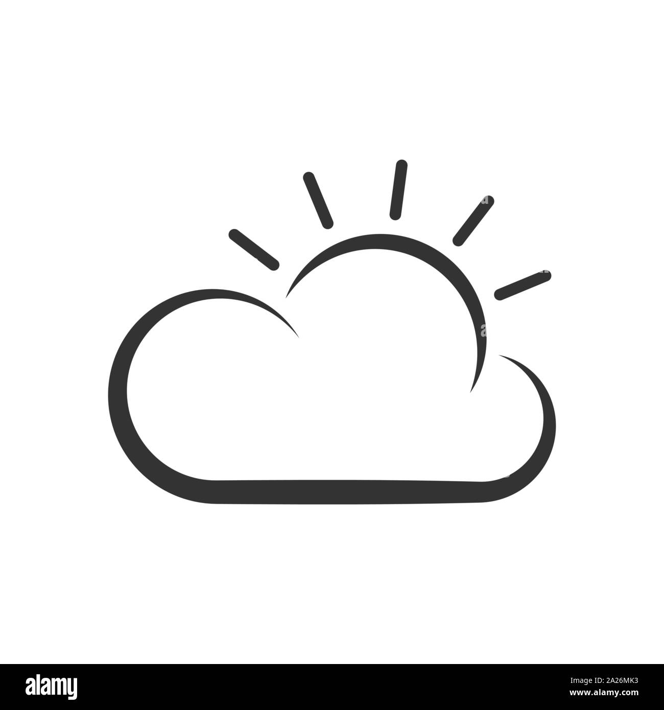 Thin line icon of weather. Sun and cloud. Vector lines illustration ...